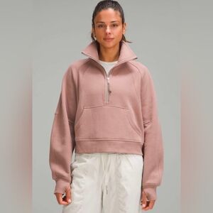Lululemon Scuba Cropped Half-Zip Funnel Neck Pullover - Dusty Rose XS/S